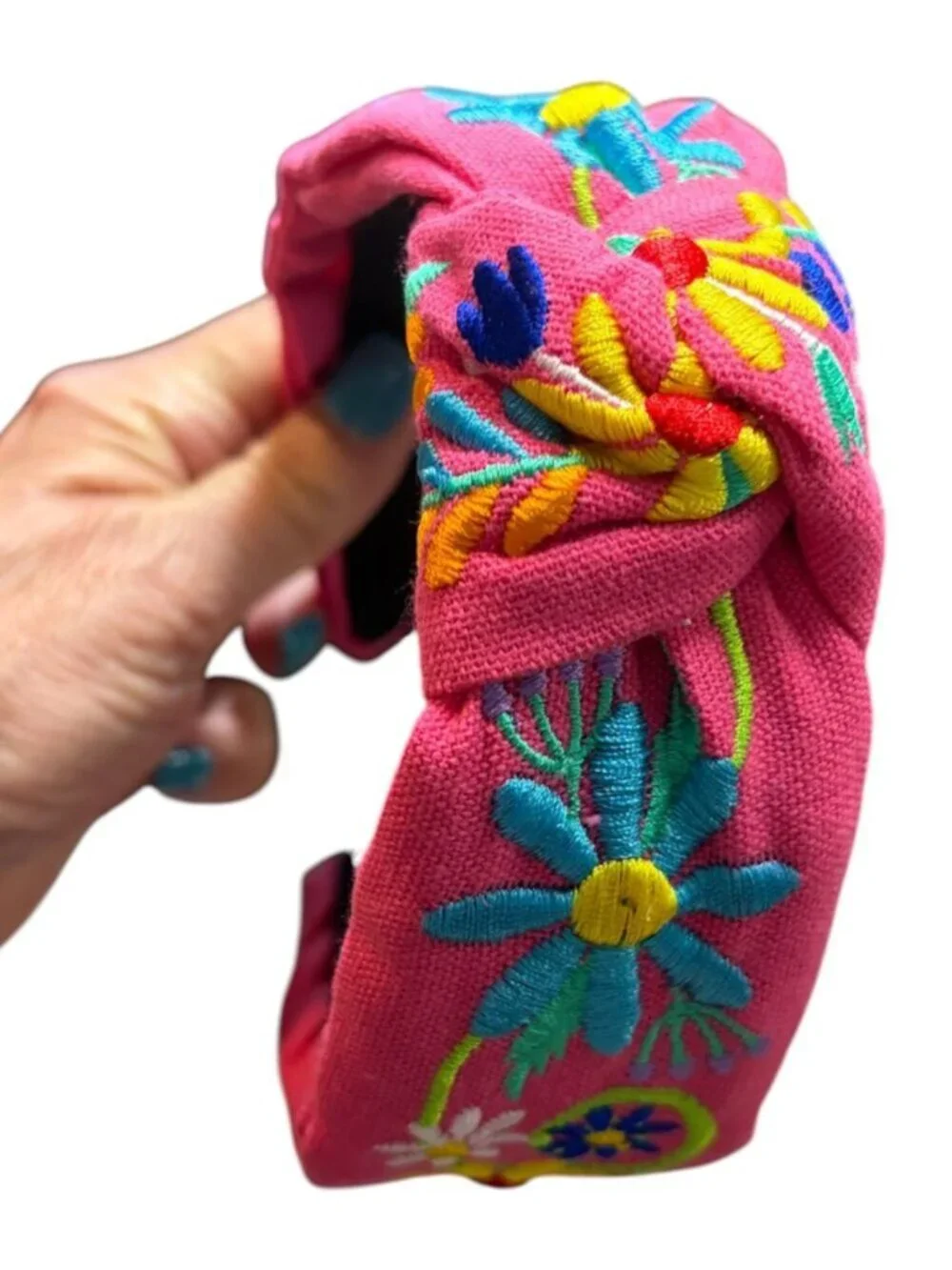 PINK & MULTI COLOR EMBROIDERED HEADBAND